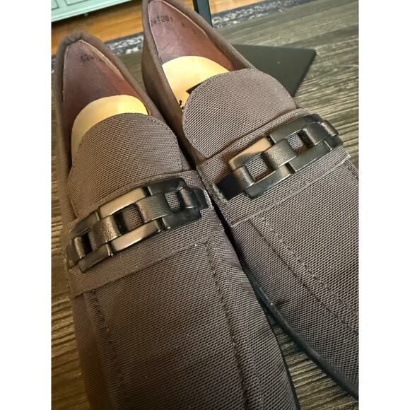 Stuart Weitzman Casual Latex Natural Loafers with Square Buckles Sz. 8 - Picture 4 of 7